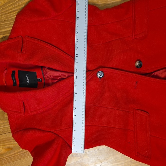 Talbots Bold Red Wool Trench Coat for Women Sz 10 - Picture 10 of 11